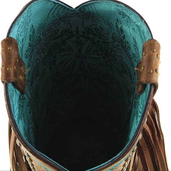 NEW Corral Ladies Brown & Multicolor Crystal Fringe Snip Toe Boots C2910 IN BOX - Picture 7 of 7